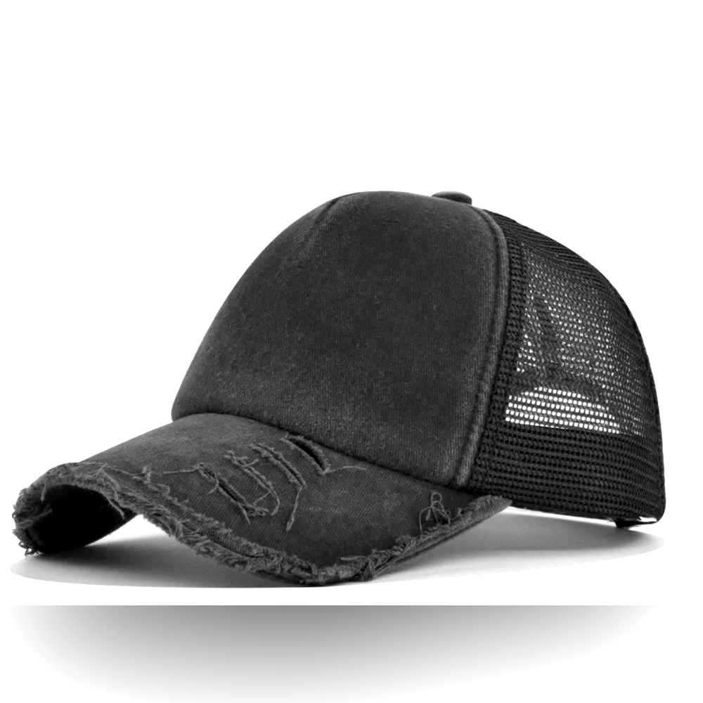 NWOT! Distressed black mesh cap